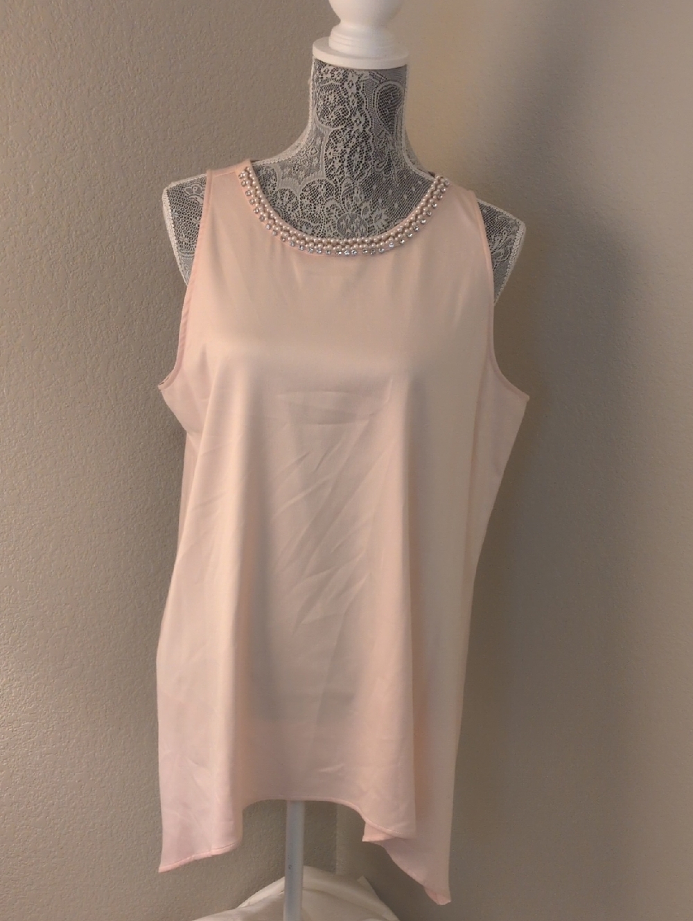 Alfani Blush Pink Lace-Overlay Top